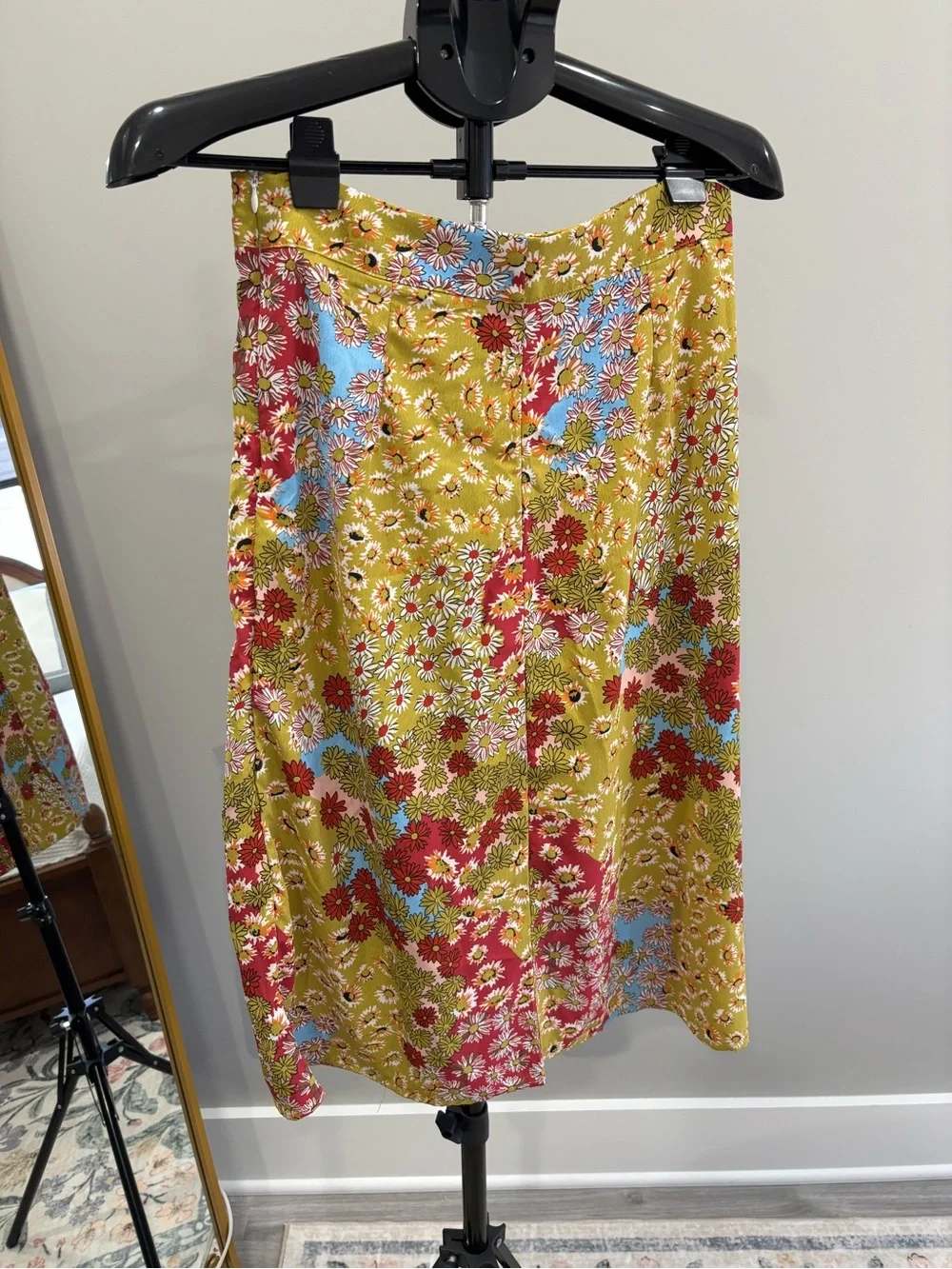 Floral A-Line Midi Skirt with Side Slit
